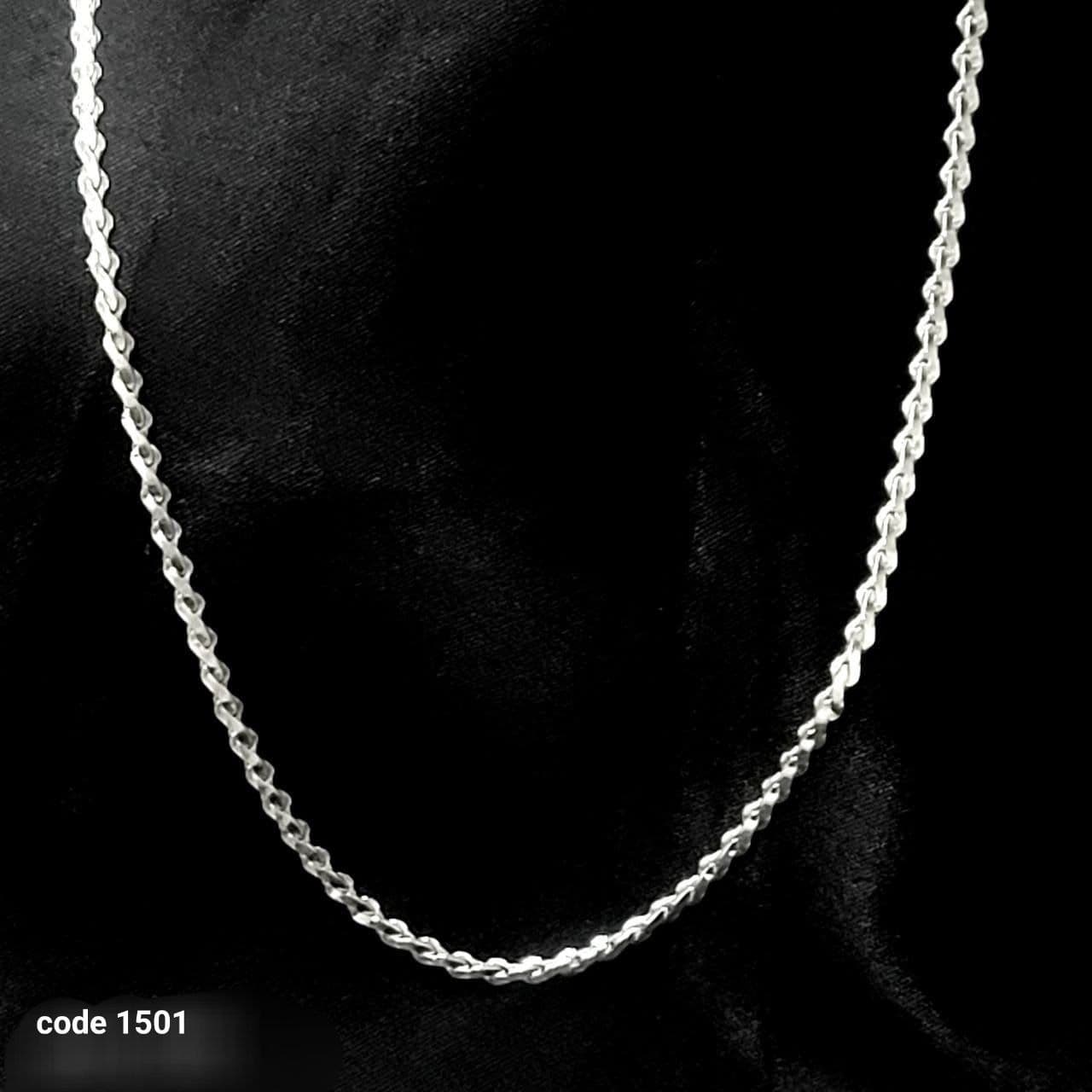 سلسلة رجالي فضة تركي عيار 925 تصميم سبايكا فاخر - كود 1500 | Roza Silver