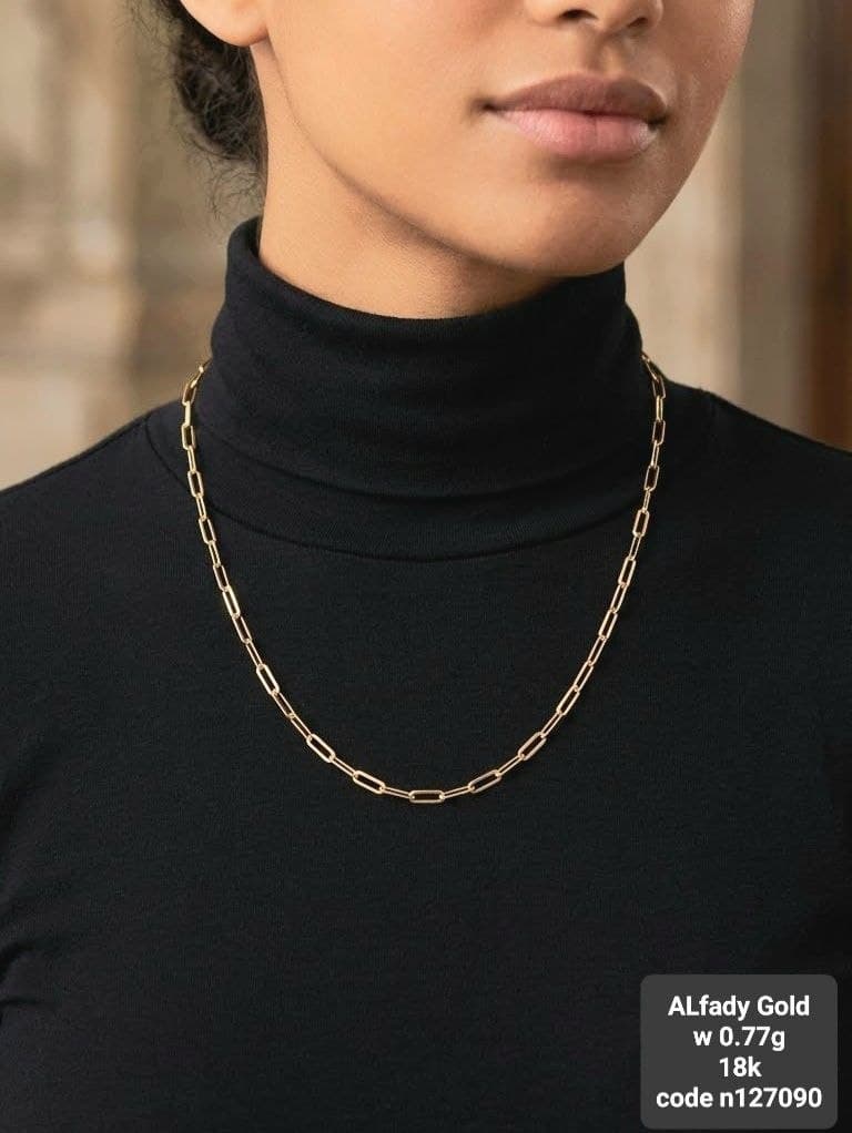 سلسلة ذهب عيار 18 بتصميم عصري وأنيق لكل المناسبات