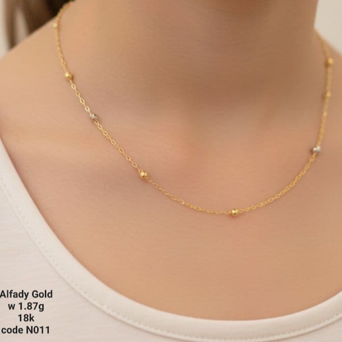 سلسلة ذهب عيار 18 دورين بتصميم كرات ناعمة