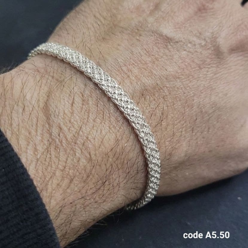 انسيال فضة إيطالي عيار 925 بتصميم "مجدول" عصري – كود A5.50